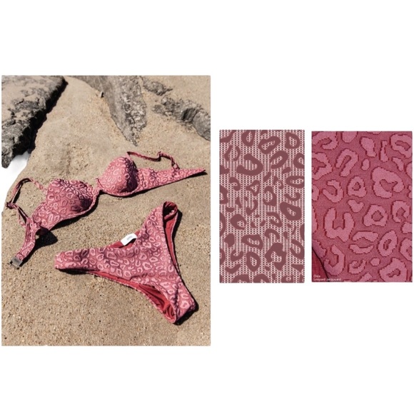 Onia Dalia Textured Leopard Bikini Top & Lily Leopard Bikini Bottom Size S - Picture 3 of 12